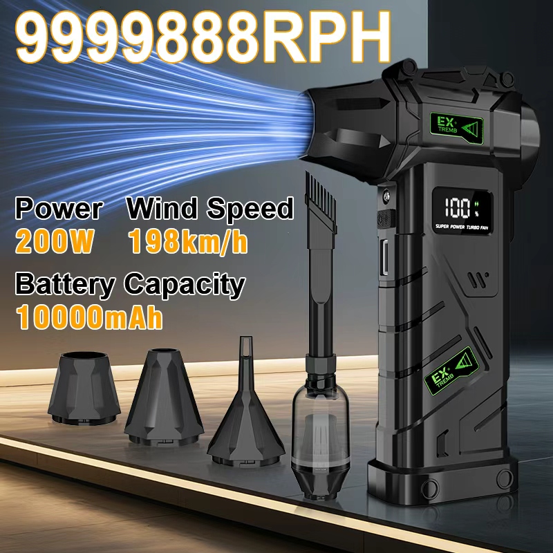 Leaf Blower Cordless - 9999888RPH Güçlü Hava Üfleyici Kablosuz Turbo